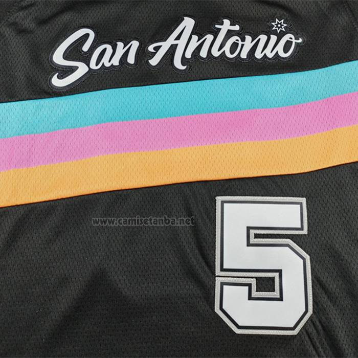 Camiseta San Antonio Spurs Stephon Castle NO 5 Ciudad 2025-26 Negro